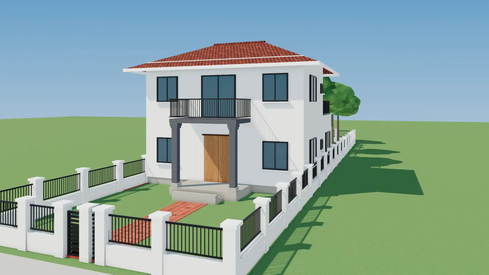 Phối cảnh 3D nhà vườn 2 tầng mái Nhật