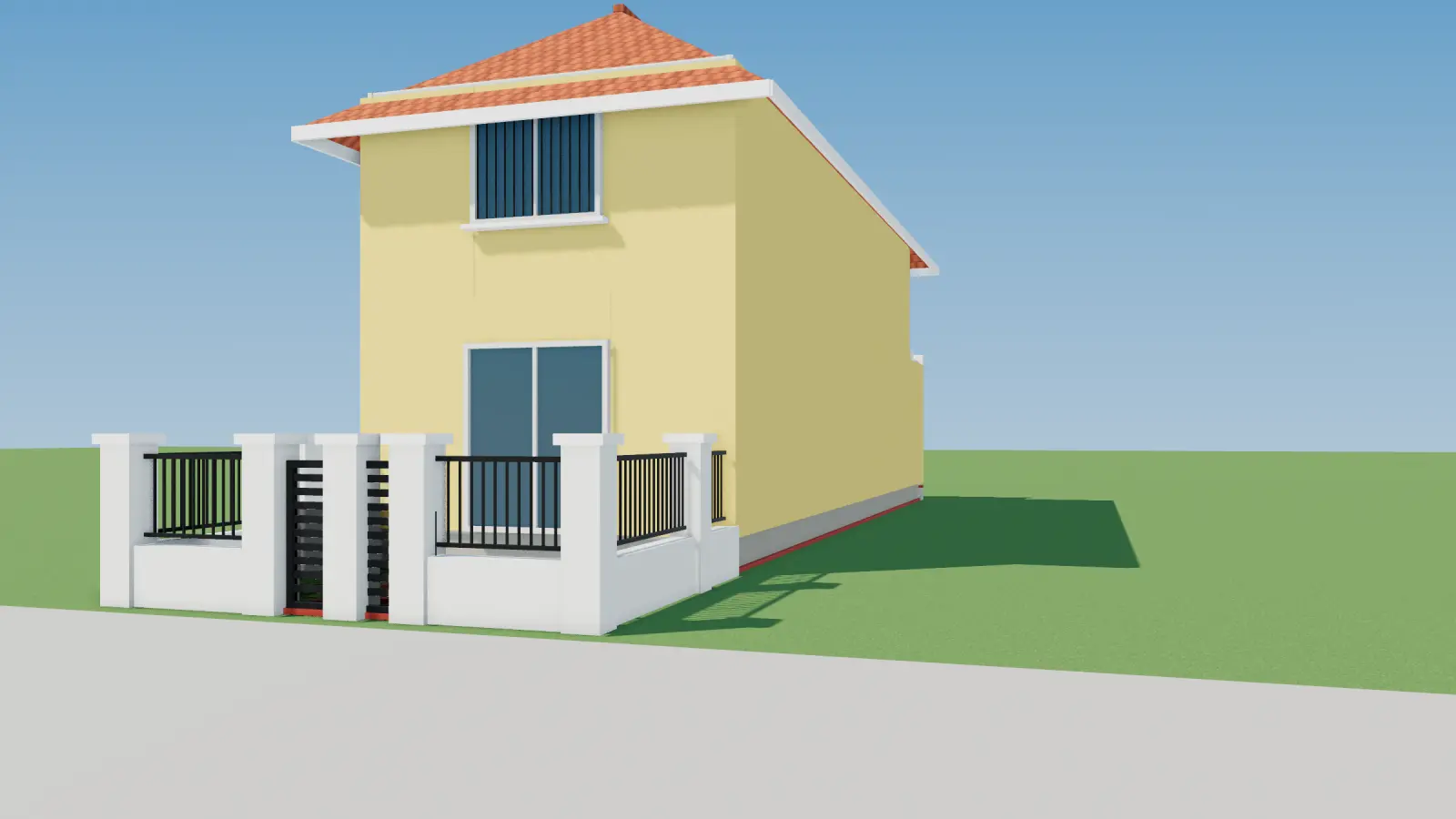 Phối cảnh 3D nhà cấp 4 gác lửng mái Thái