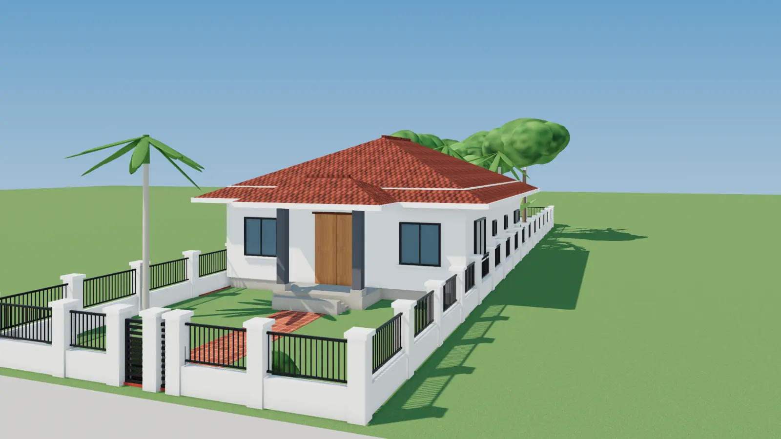 Phối cảnh 3D nhà cấp 4 mái Nhật