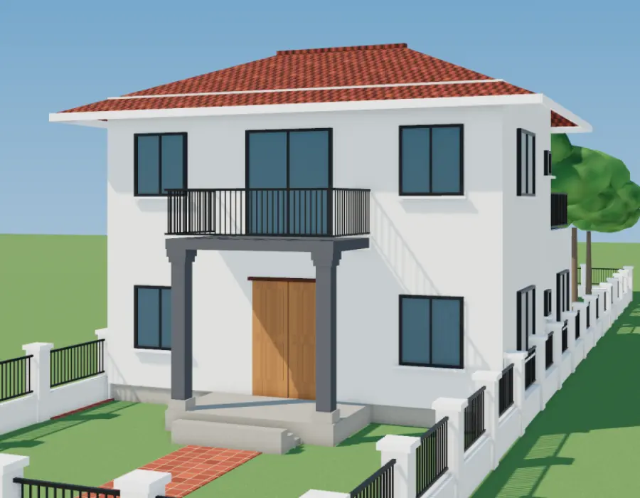 Phối cảnh 3D nhà vườn 2 tầng mái Nhật