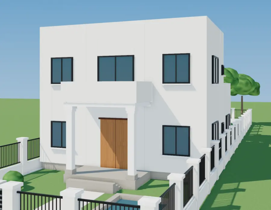Phối cảnh 3D biệt thự hiện đại 2 tầng có hồ cá
