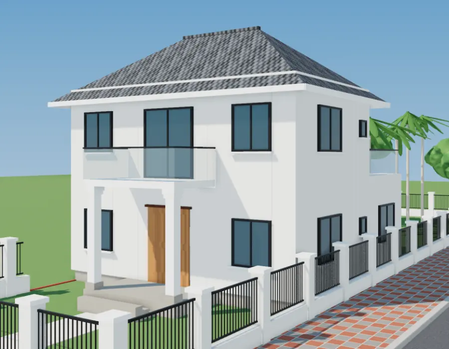 Phối cảnh 3D biệt thự vườn lô góc 2 mặt tiền