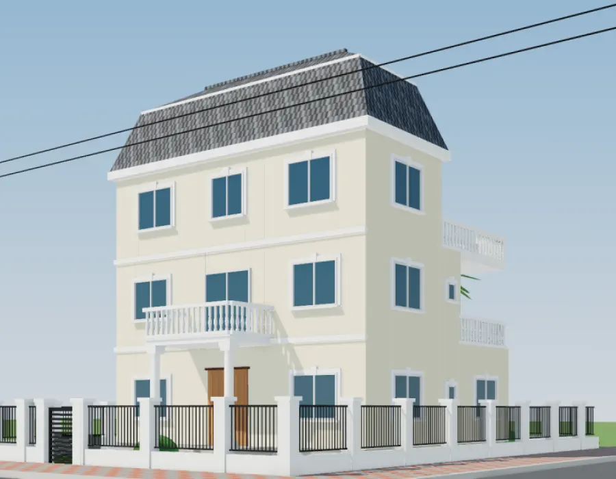Phối cảnh 3D biệt thự lô góc 3 tầng tân cổ điển