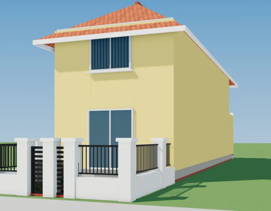 Phối cảnh 3D nhà cấp 4 gác lửng mái Thái