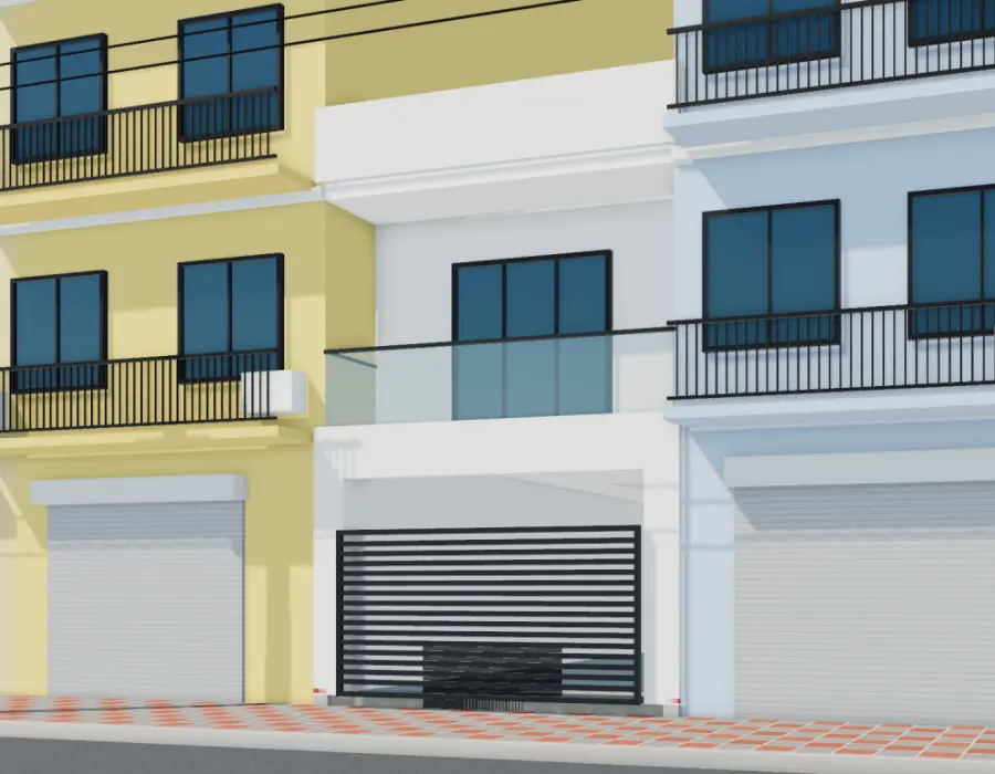 Phối cảnh 3D nhà phố 2 tầng mái bằng