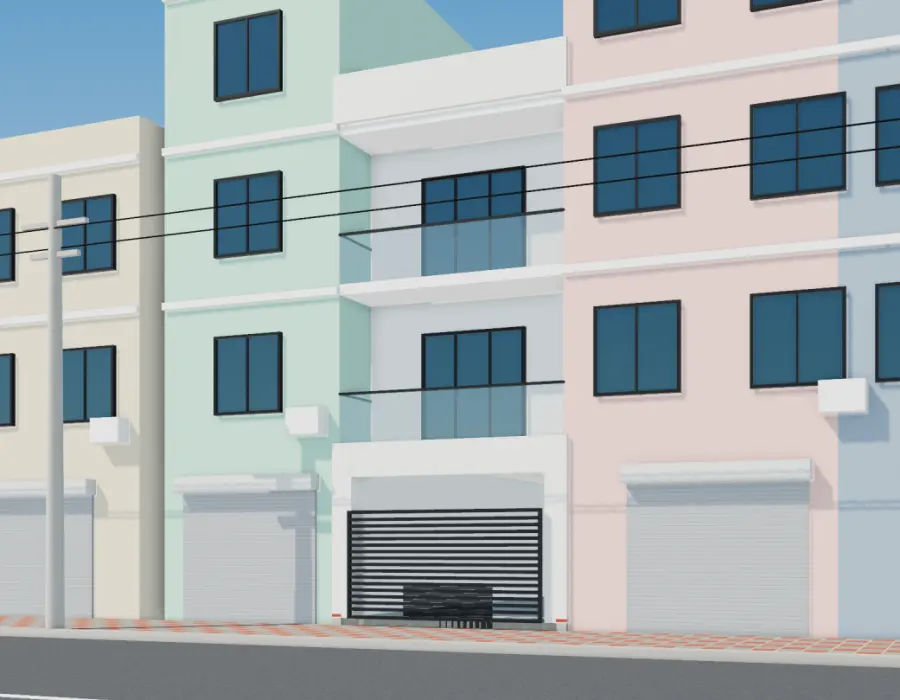 Phối cảnh 3D nhà phố 3 tầng có tum
